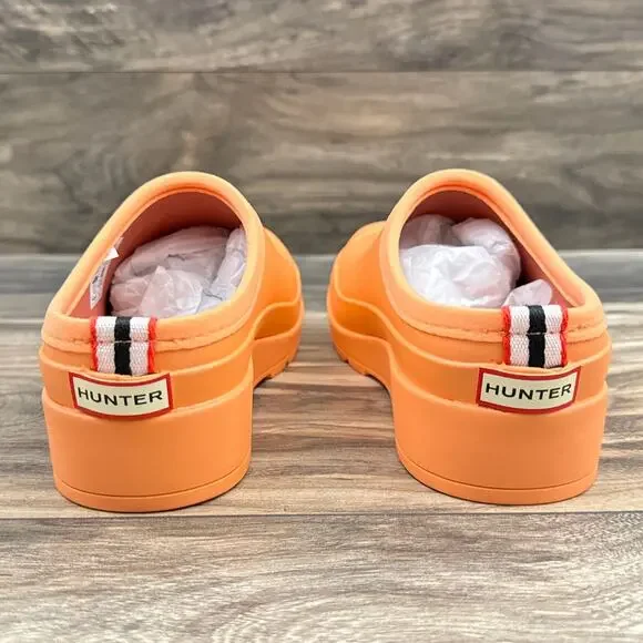 NIB Hunter Original Waterproof Platform Play Clogs 7 38 Orange - Picture 7 of 12
